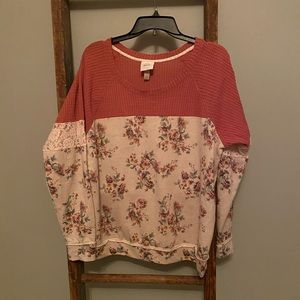 Mixed Media Floral Sweater size L